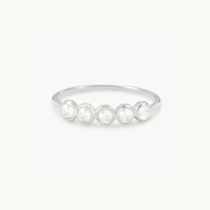 moonstone five stone mood ring - sterling silver, moonstone