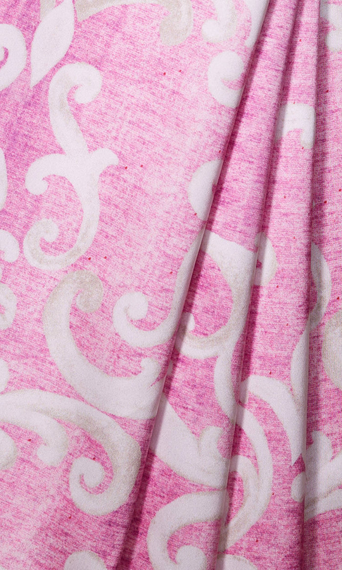 Damask Curtain Panels for Living, Bedroom, Kitchen, Bathroom (Pink/ White)