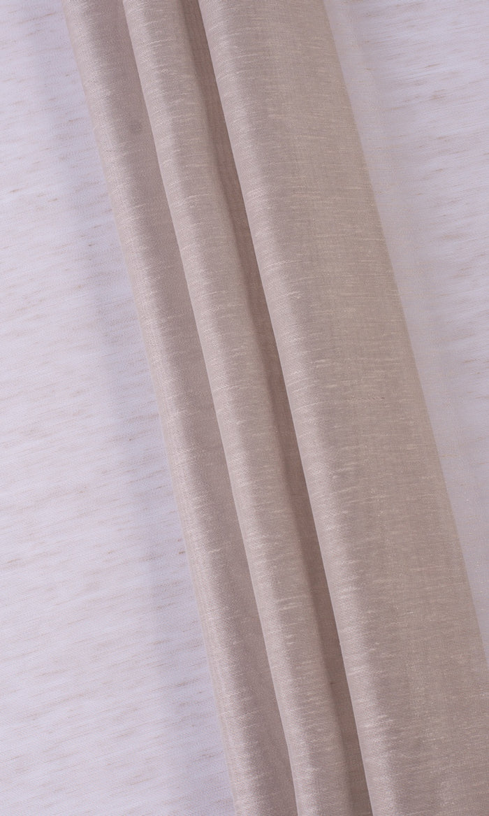 Textured Sheer Home Textile Fabric Material By the Metre (Hazelwood Beige/ Brown)