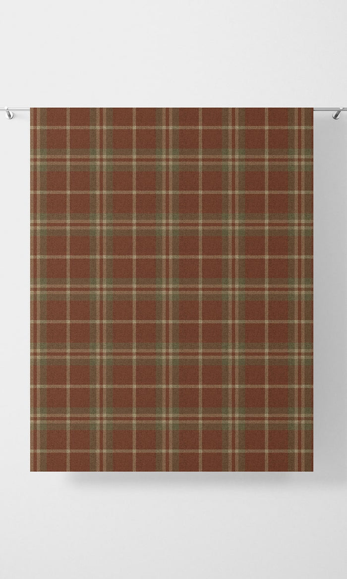 Check Print Drapes (Brick Red/ Green)