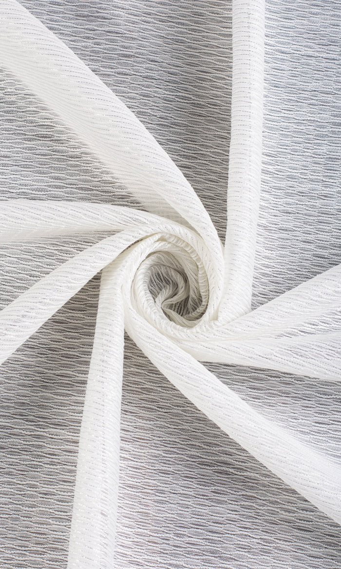 Textured Sheer Fabric Material By the Metre (White)