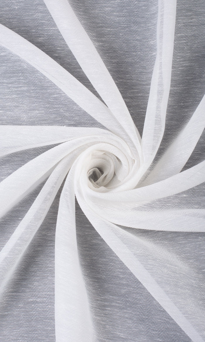 Textured Sheer Home Textile Fabric Material By the Metre (White)
