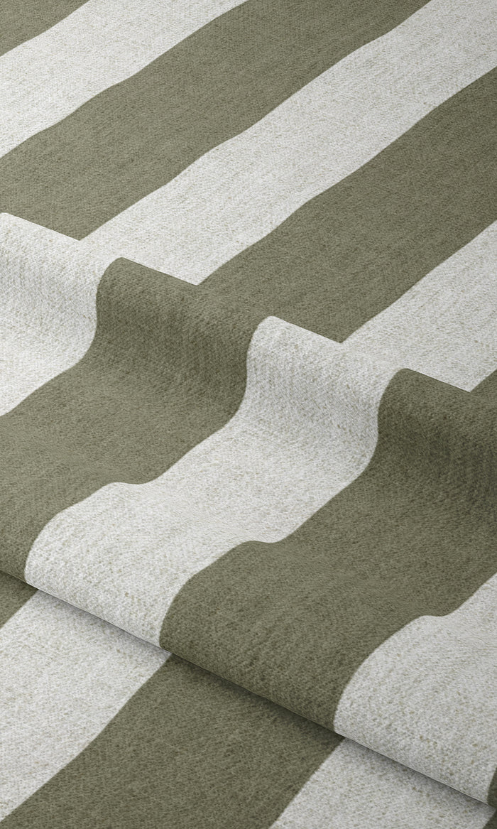 Striped Drapery for Living, Bedroom, Kitchen, Bathroom (Olive Green/ White)