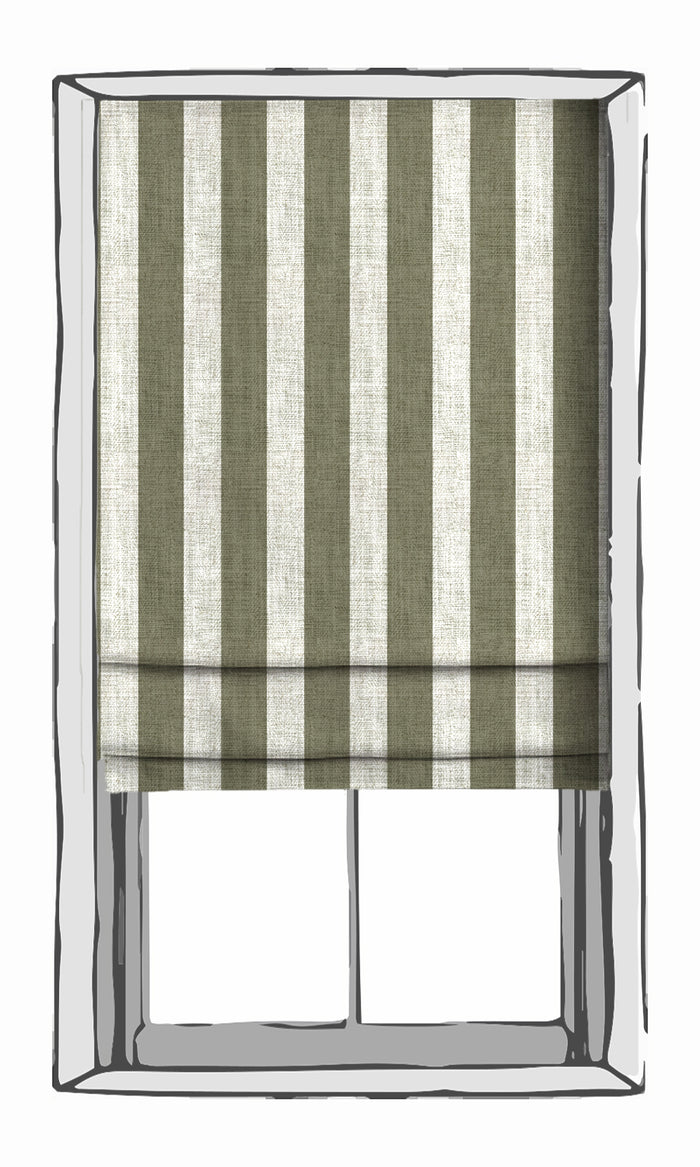 Striped Drapery (Olive Green/ White) Extra Long Short Wide