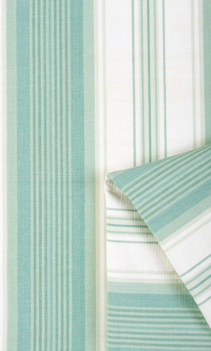 Striped Pinch Pleat, Rod Pocket, Eyelet Curtains (Seafoam Green/ White)