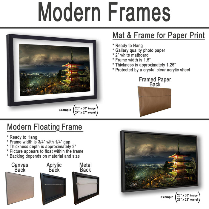 The image is a collage of two framed pictures, one of a modern floating frame and the other of a mat and frame for paper print. The collage features a variety of frames and mat and frame types, including a mat and frame for paper print, a modern floating frame, and a mat and frame for paper print. The collage also includes examples of mat and frame sizes and materials, such as 20 x 30" mat and frame, and a mat and frame back.