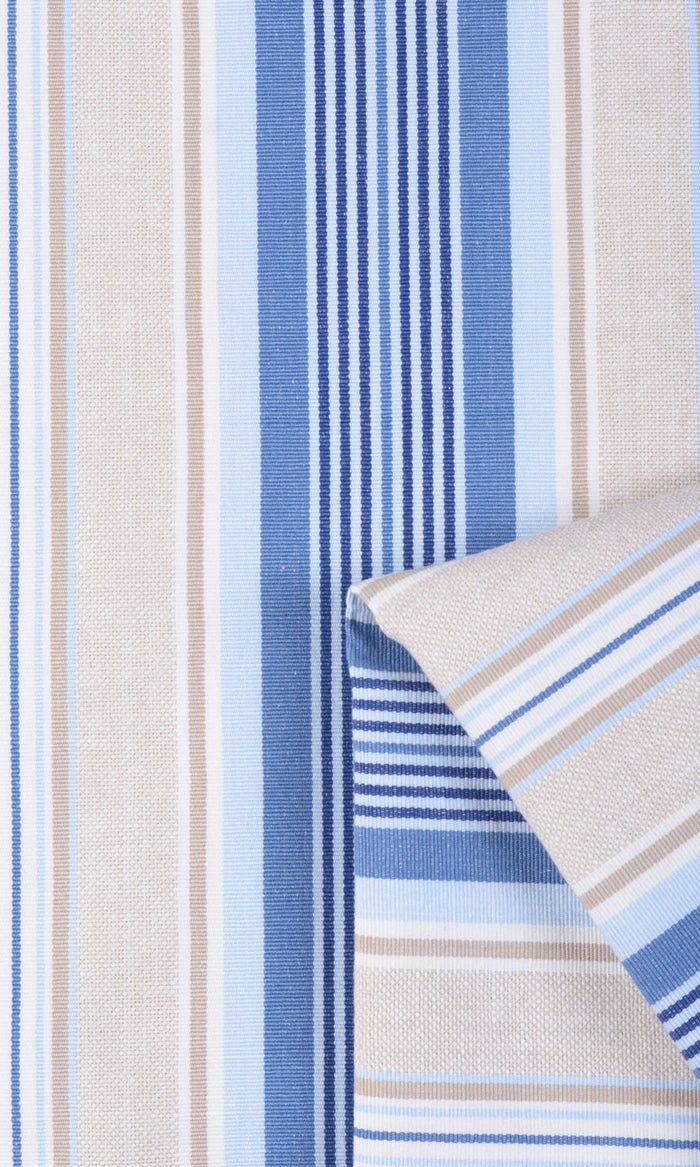 Barcode Striped Pattern  Pinch Pleat, Rod Pocket, Eyelet Curtains (Blue/ Beige)