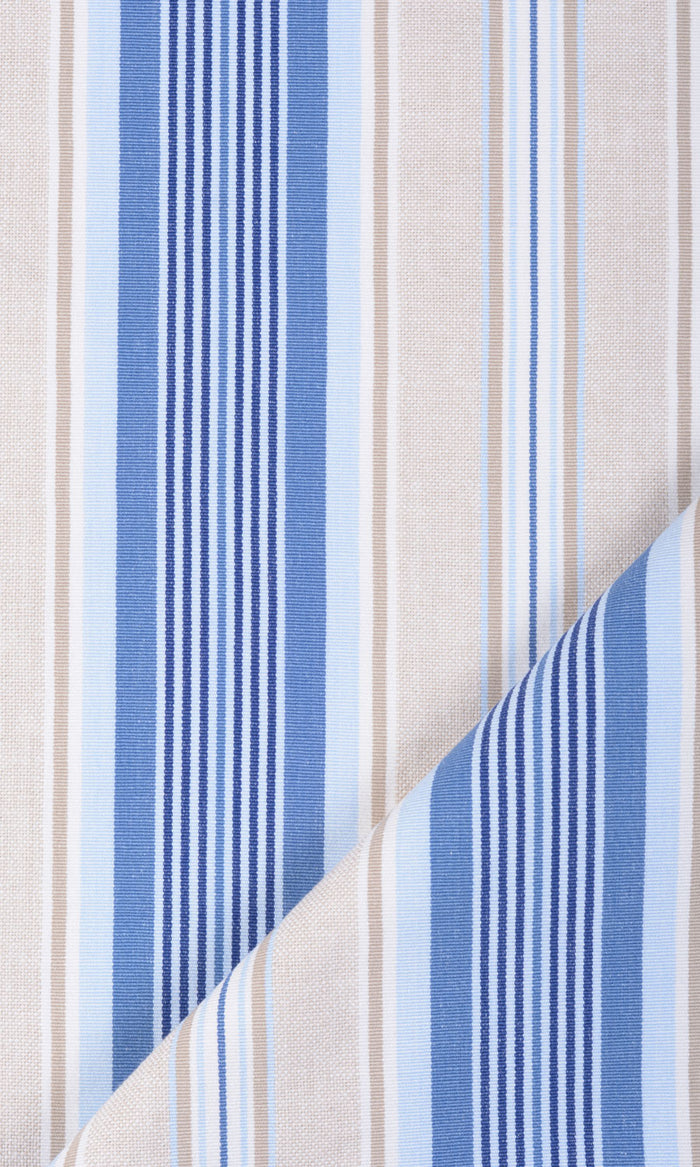 Barcode Striped Pattern  Drapes (Blue/ Beige) Extra Long Short Wide