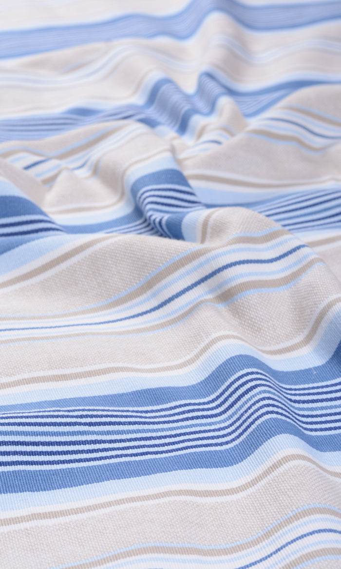 Barcode Striped Pattern  Made-to-Measure Curtains (Blue/ Beige)