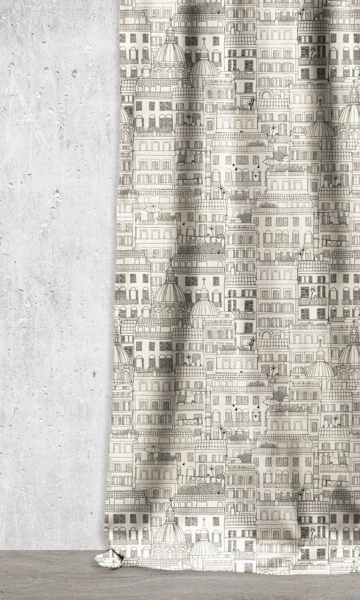 Print Curtains (Black/ Milky White)