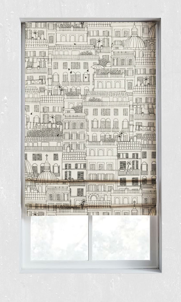 Print Curtains for Living, Bedroom, Kitchen, Bathroom (Black/ Milky White)