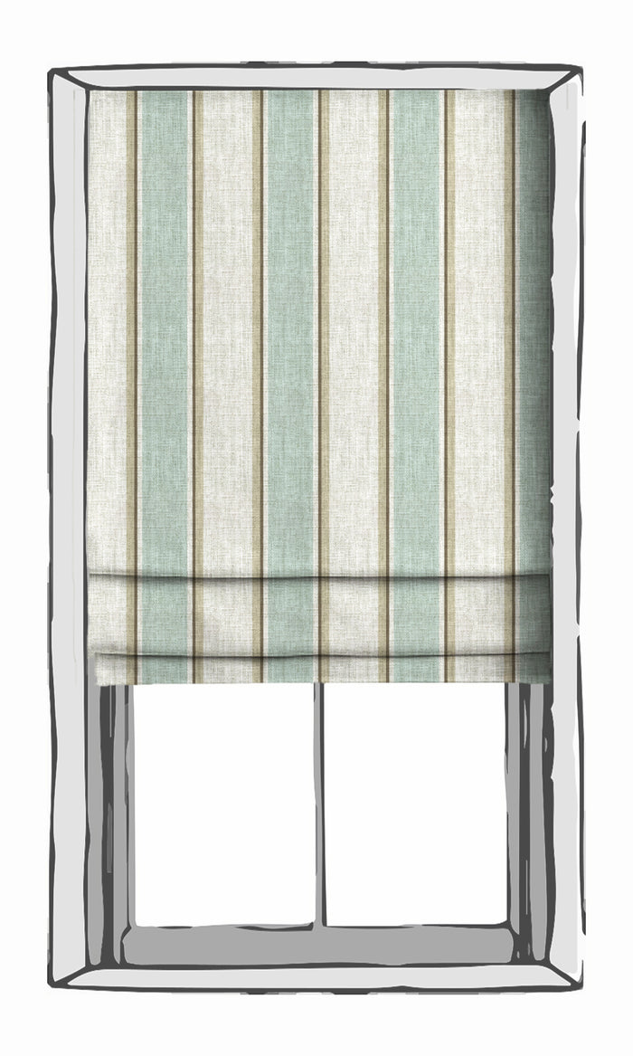 Modern Striped Drapes for Living, Bedroom, Kitchen, Bathroom (Duck Egg Blue/ White)
