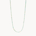 multi green long beaded necklace - sterling silver