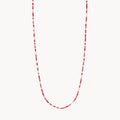 Multi Red Long Beaded Necklace in sterling silver
