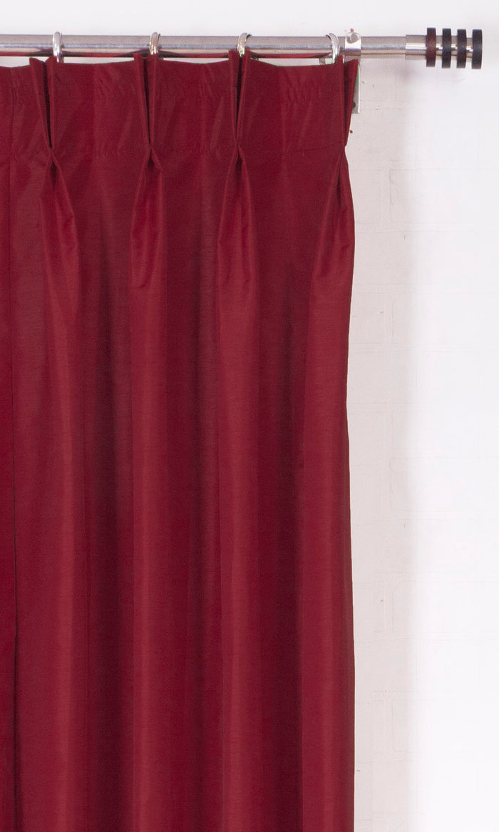 Faux Silk Pinch Pleat, Rod Pocket, Eyelet Curtains (Red/ Orange)
