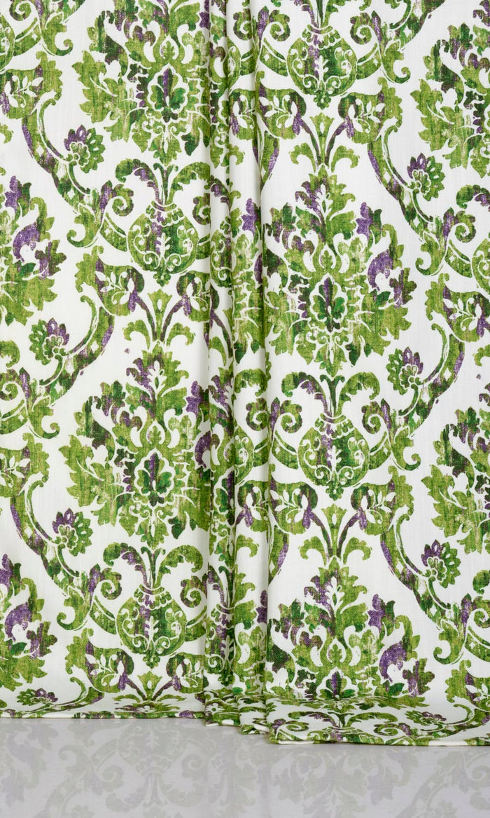 Damask Patterned Drapes for Living, Bedroom, Kitchen, Bathroom (Green/ Purple)