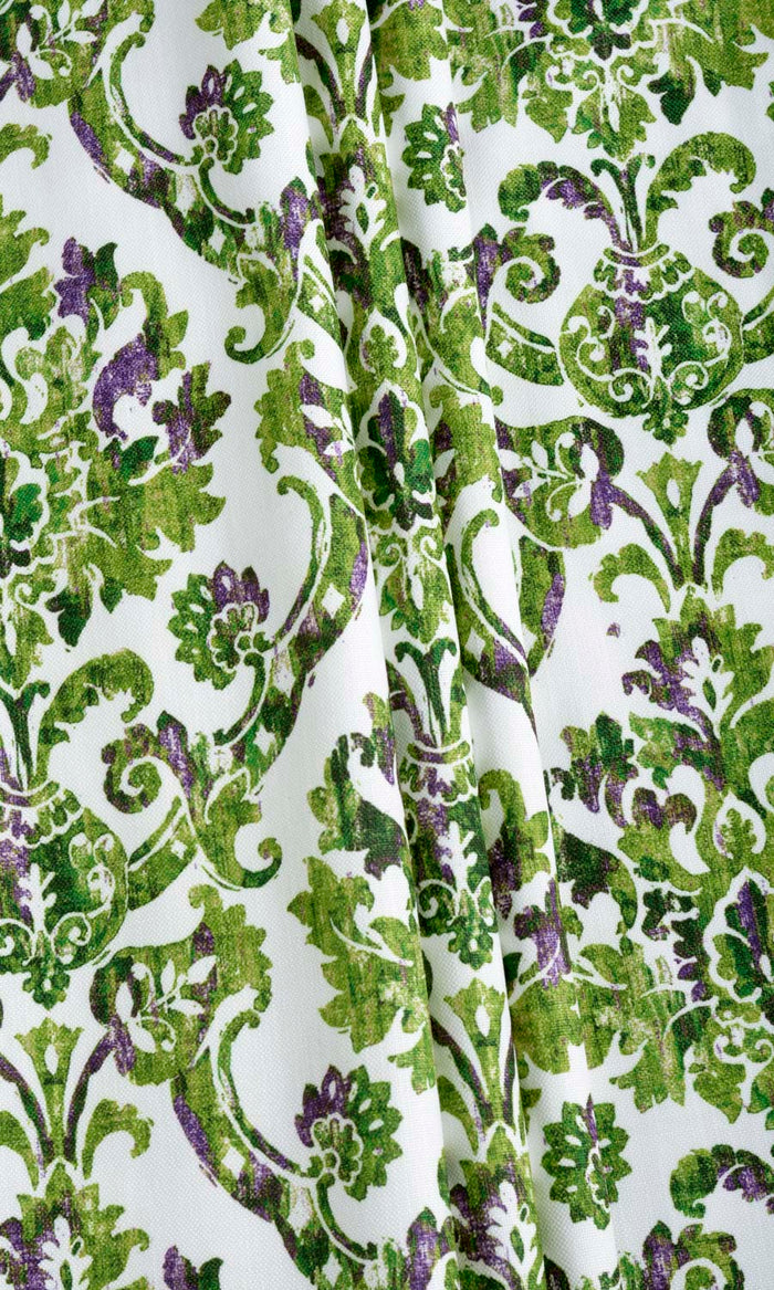 Damask Patterned Drapes (Green/ Purple) Extra Long Short Wide