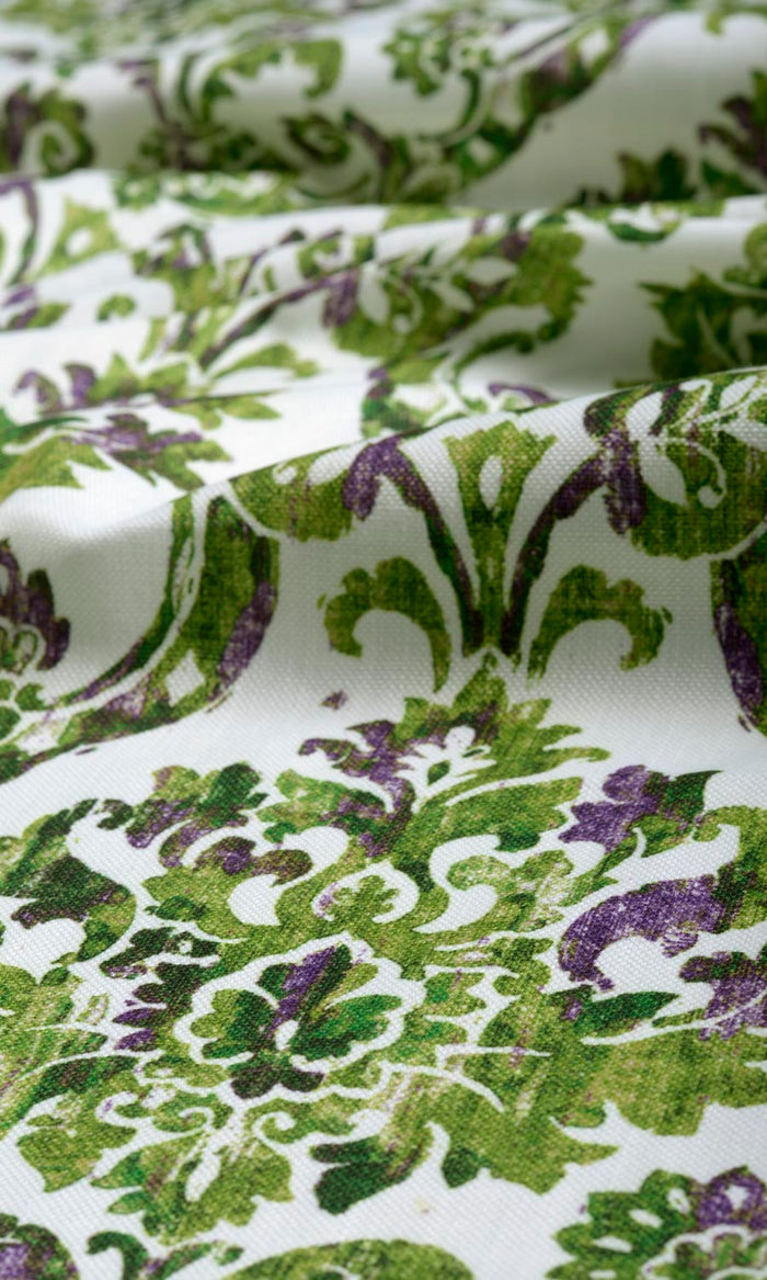 Damask Patterned Curtains / Drapes / Window Drapery Panels (Green/ Purple)