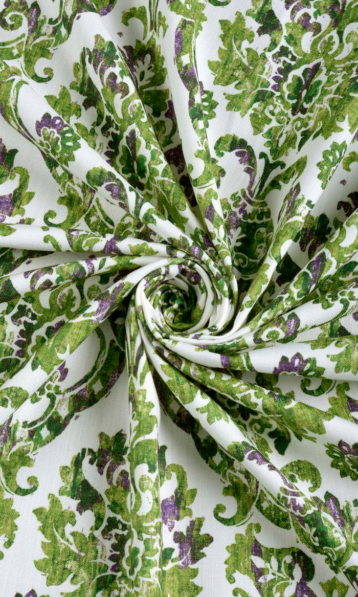Damask Patterned Any Size Style Curtains (Green/ Purple)