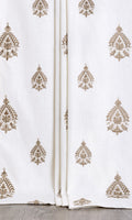 Damask Embroidery Home Décor Fabric By the Metre (Off White/ Coffee Brown)