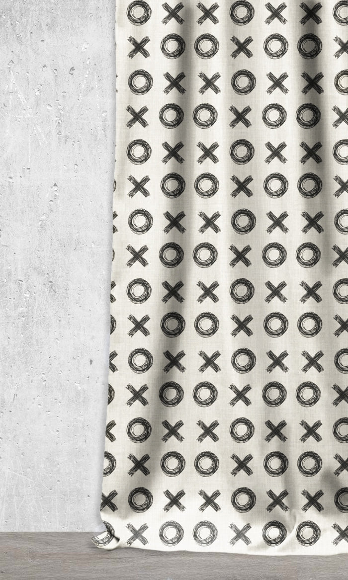 Print Home Décor Fabric By the Metre (Black/ Milky White)