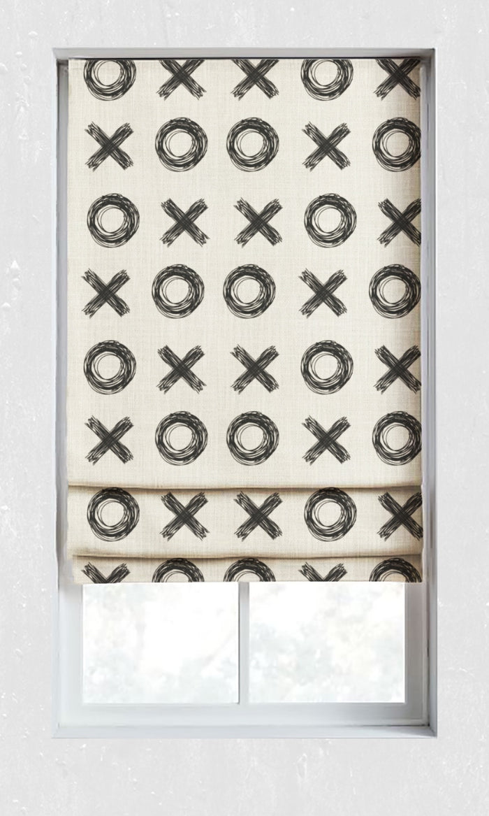 Print Window Treatments Fabric By the Metre (Black/ Milky White)