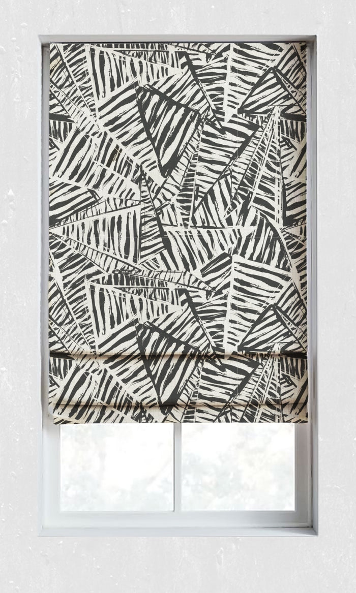 Printed Curtains for Living, Bedroom, Kitchen, Bathroom (Black/ Milky White)