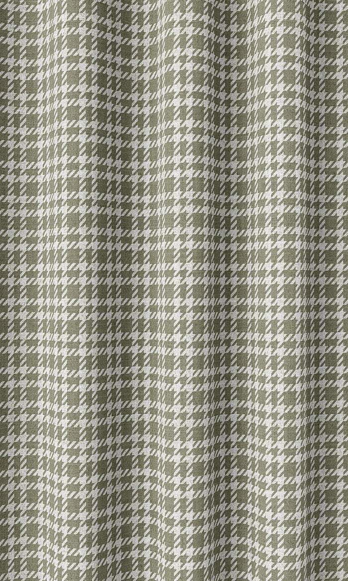 Checkered Drapery (Olive Green/ White)