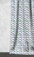 Geo Print Curtains (Eggshell White/ Blue)