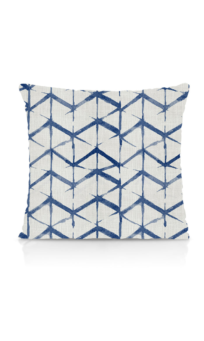 Geo Print Pinch Pleat, Rod Pocket, Eyelet Curtains (Eggshell White/ Blue)