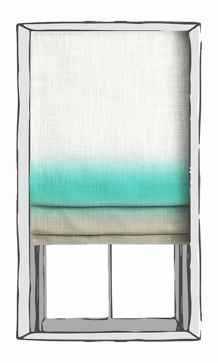 3-Tone Ombre Window Treatments Fabric By the Metre (Turquoise Blue/ Beige)