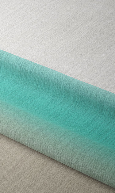 3-Tone Ombre Drapes (Turquoise Blue/ Beige) Extra Long Short Wide