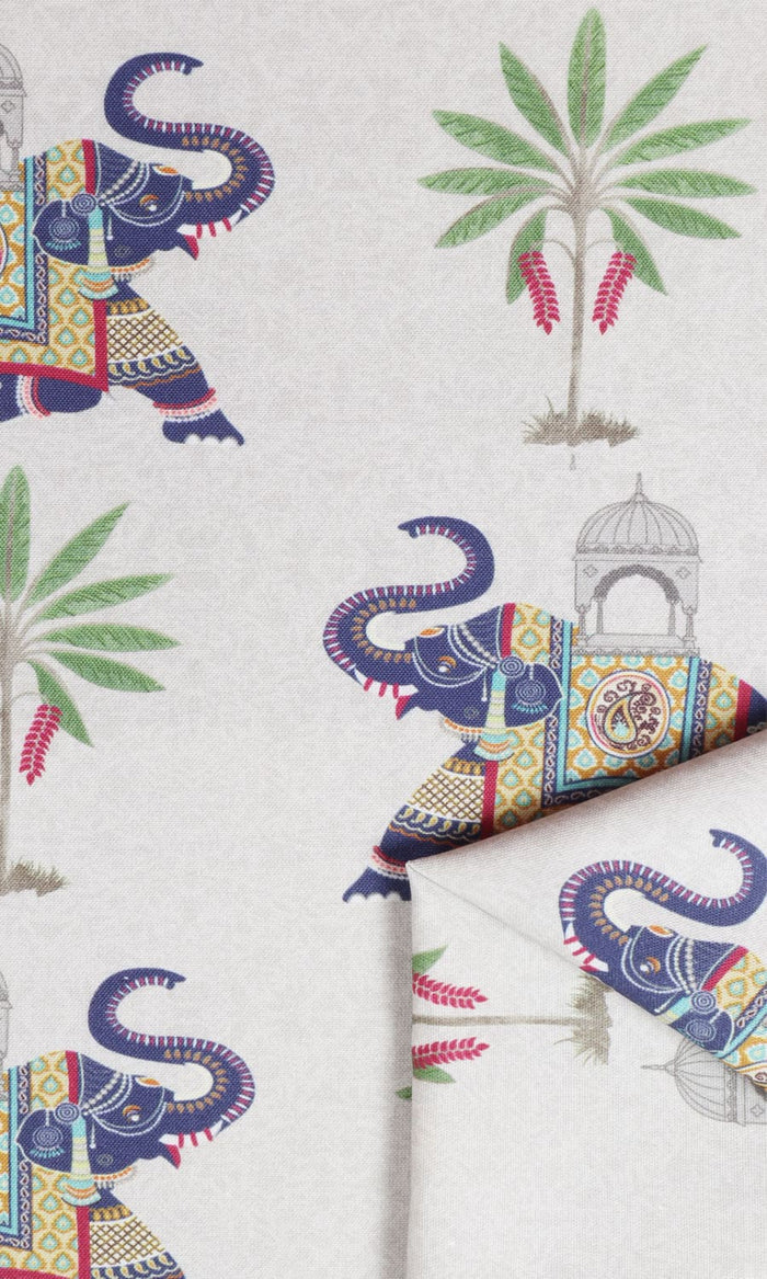 Cotton Printed Fabric Material By the Metre (White/ Grey/ Purple)