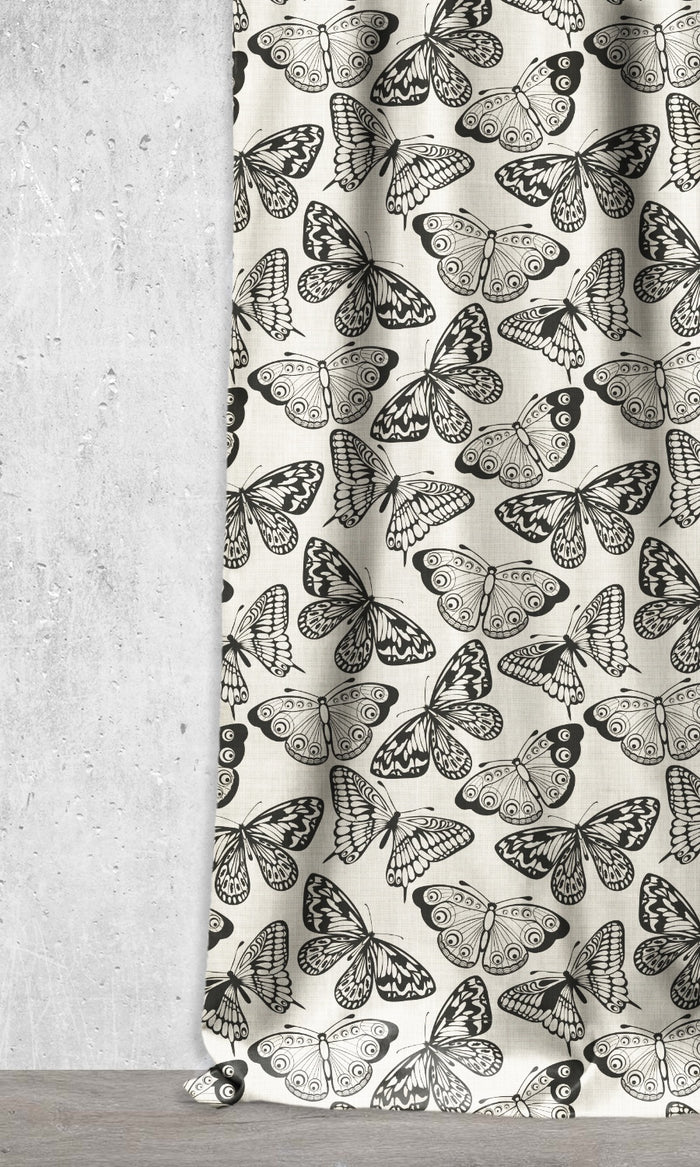 Nature Print Home Décor Fabric By the Metre (Black/ Milky White)