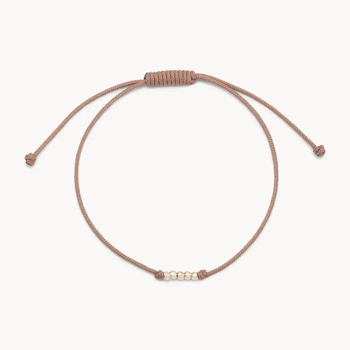 New the Abacus Contemplation Cord Bracelet in 10k yellow gold with taupe cord