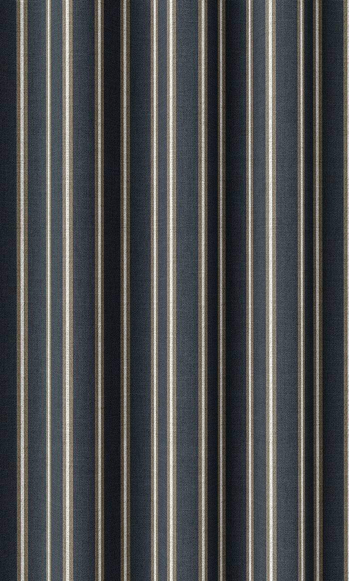 Modern Striped Print Drapes (Navy Blue/ Brown)