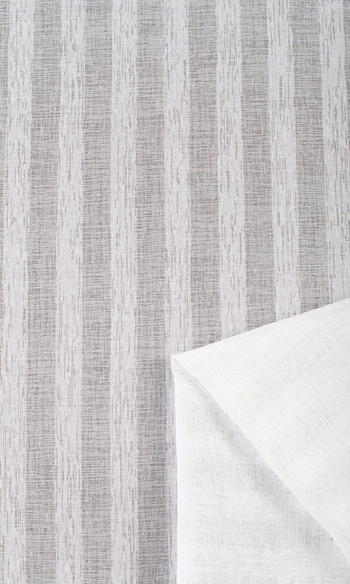Textured Striped Sheer Home Textile Fabric Material By the Metre (White)