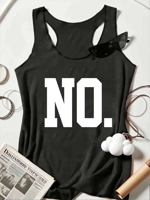 'NO.' Letter Print Sleeveless Tank Top