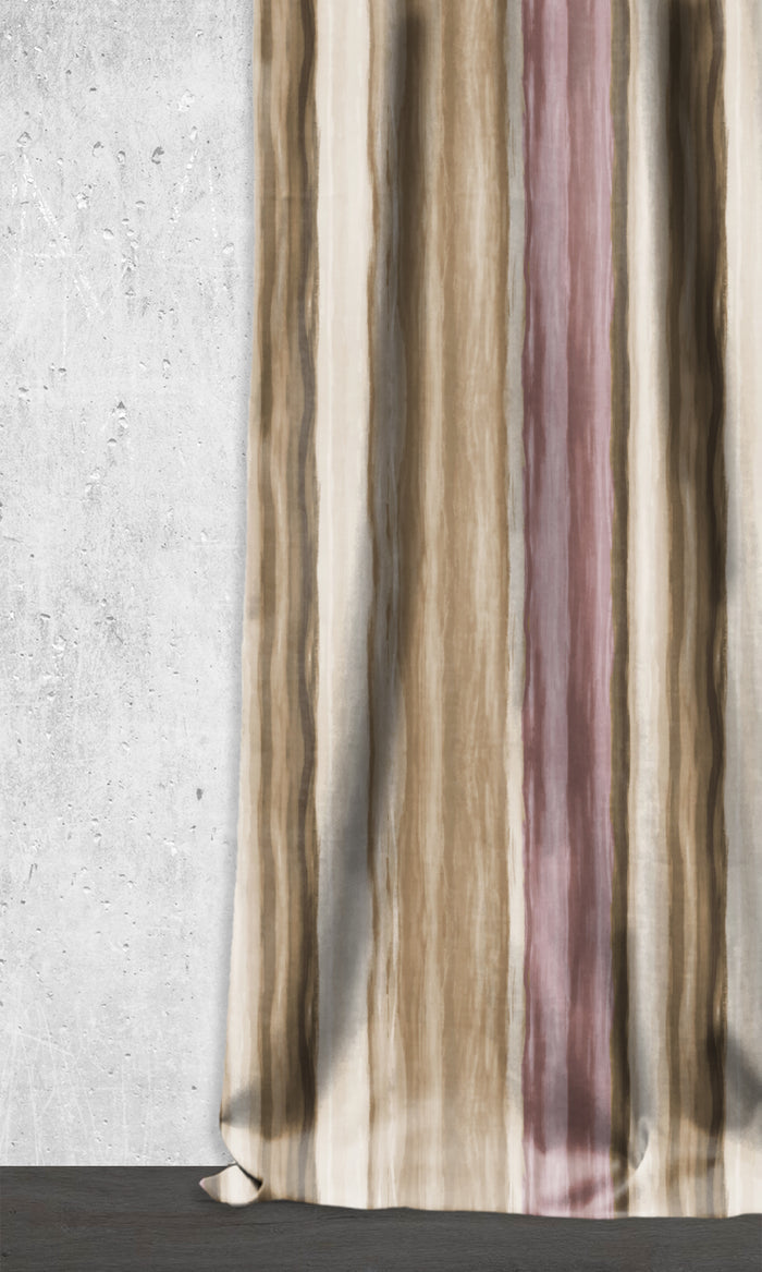 Modern Striped Curtains for Living, Bedroom, Kitchen, Bathroom (Pink/ Brown)