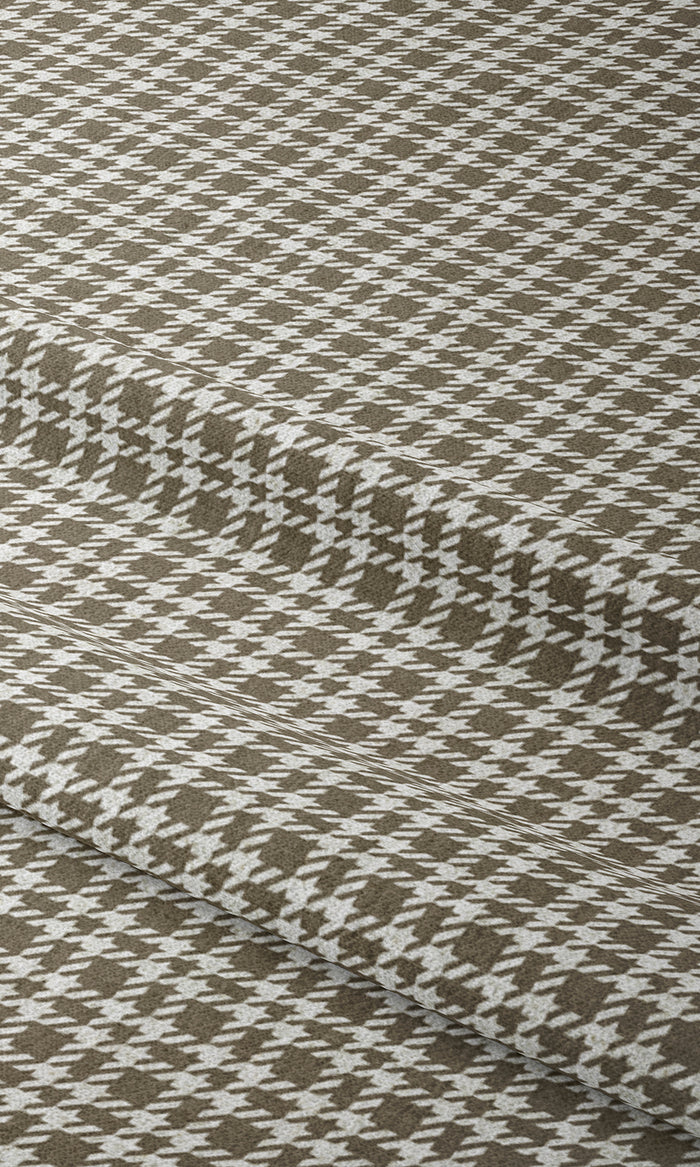 Checkered Window Treatments Fabric By the Metre (Cedar Brown/ White)