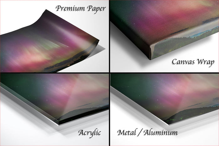 The image is a collage of four different images, each depicting a different type of paper or material used for printing or displaying artwork.