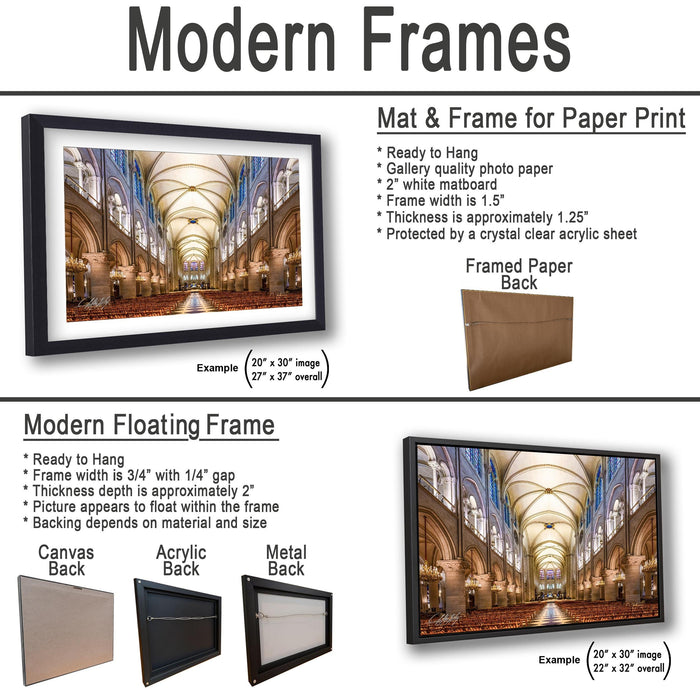 The image is a collage of three framed pictures, each depicting a different interior of a cathedral. The first picture shows the interior of a cathedral with high ceilings and stained glass windows. The second picture depicts the interior of a cathedral with a large altar and a high vaulted ceiling. The third picture shows the interior of a cathedral with a large nave and a high vaulted ceiling.