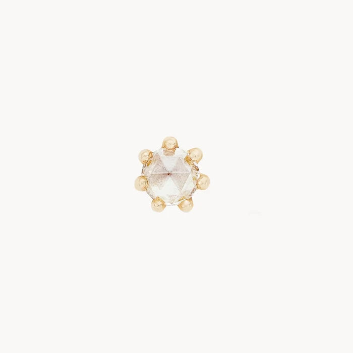 Nova Earring in 14k yellow gold with white diamond, alternate angle detail view 4