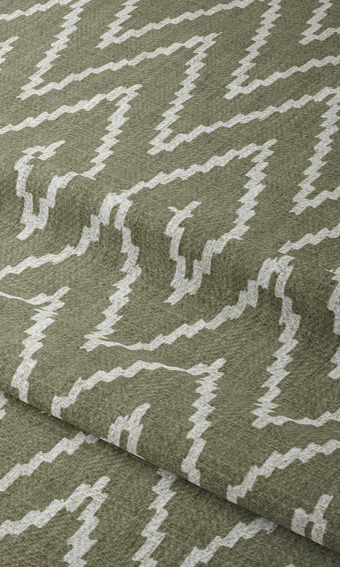 Chevron Print Window Treatments Fabric By the Metre (Green/ White)