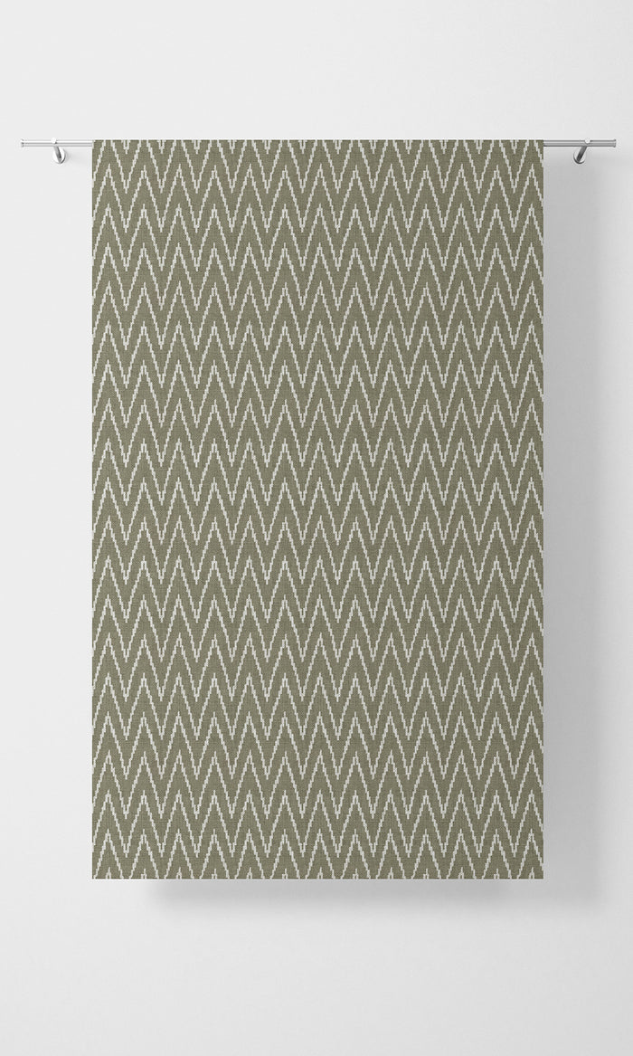 Chevron Print Home Textile Fabric Material By the Metre (Green/ White)