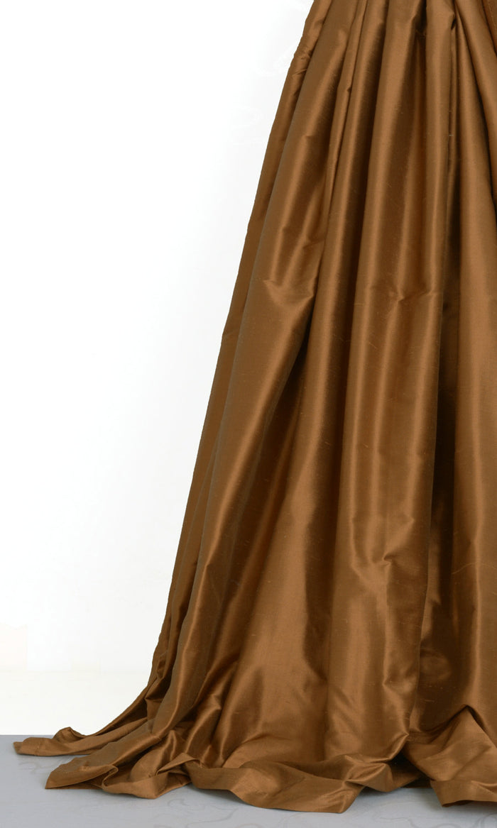 Shantung Silk Drapes for Living, Bedroom, Kitchen, Bathroom (Bronzy Orange)