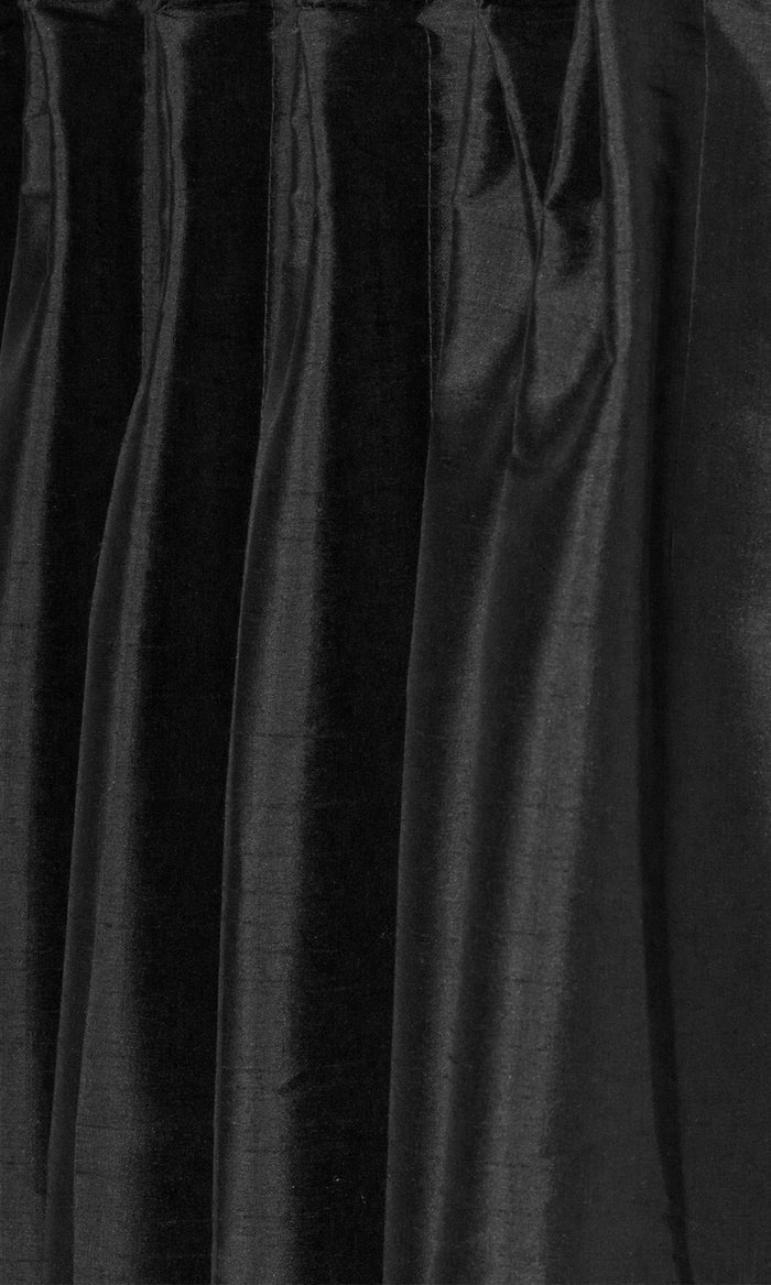 Faux Silk Curtains for Living, Bedroom, Kitchen, Bathroom (Black/ Grey)