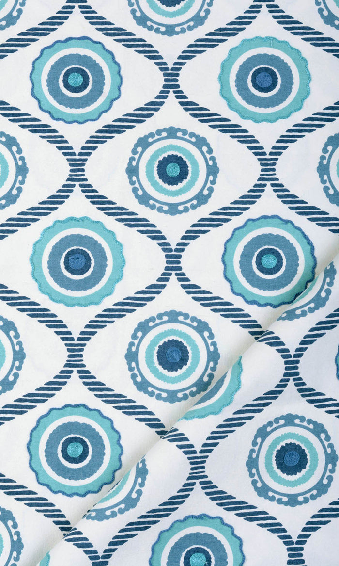 Printed Curtain Panels for Living, Bedroom, Kitchen, Bathroom (Blue/ White)