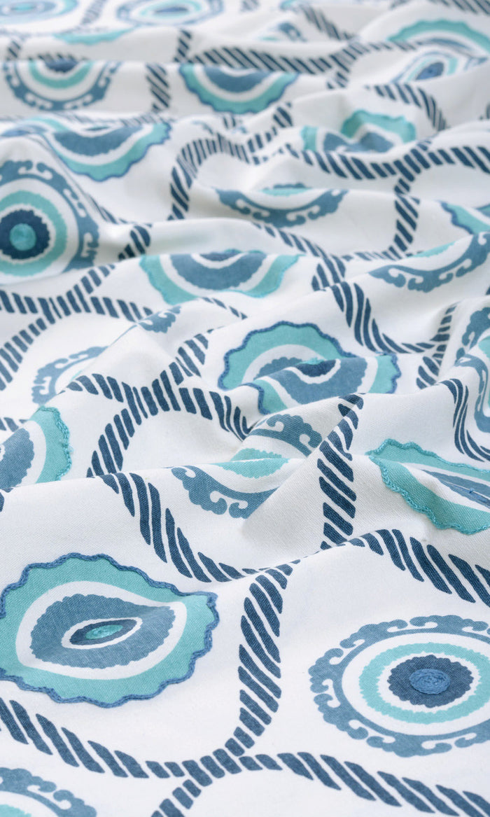 Printed Curtains / Drapes / Window Drapery Panels (Blue/ White)