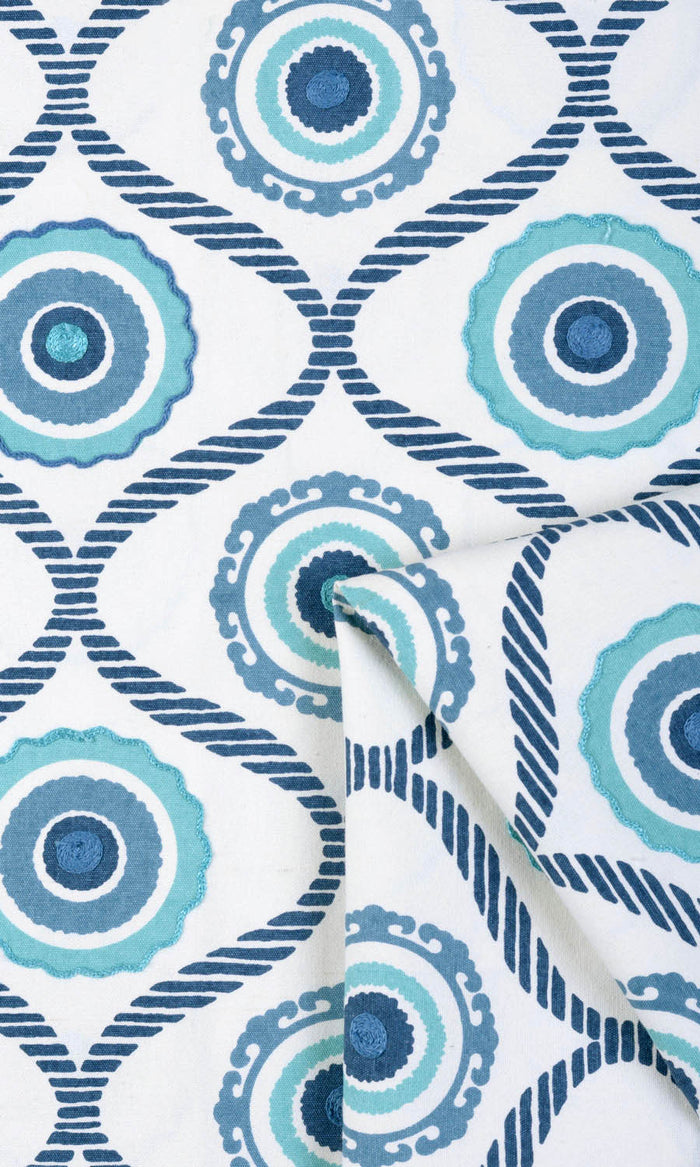 Printed Any Size Style Curtains (Blue/ White)